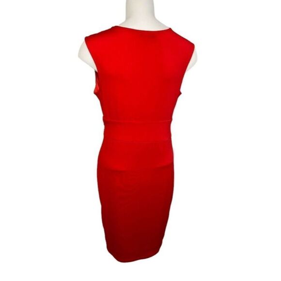 VENUS Red Surplice Plunging Neckline Ruched Slinky Dress Sz Small - Picture 3 of 8